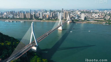 城市地标航拍宜昌夷陵长江大桥地标实拍视频