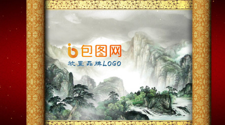卷轴水墨山水主视觉背景视频AE模板