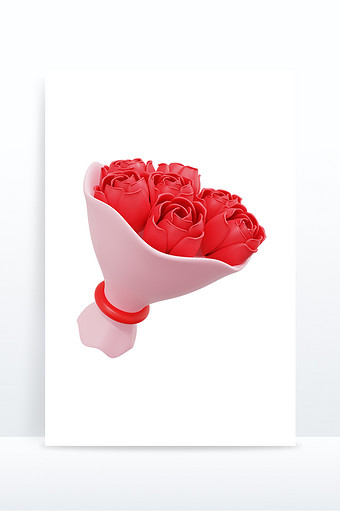 520情人节元素3D装饰玫瑰花花束图片