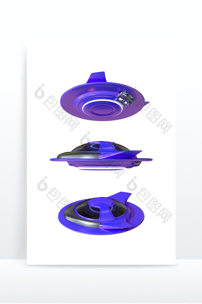 UFO创意元素科技紫色金属发光飞机图片图片