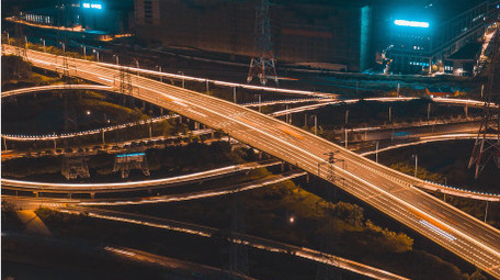 延时大气城市夜晚立交桥夜景车流4k实拍