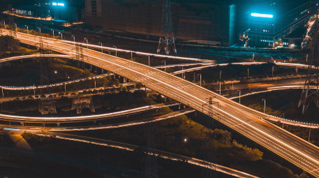 延时大气城市夜晚立交桥夜景车流4k实拍