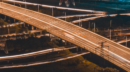 延时大气城市夜晚立交桥夜景车流4k实拍