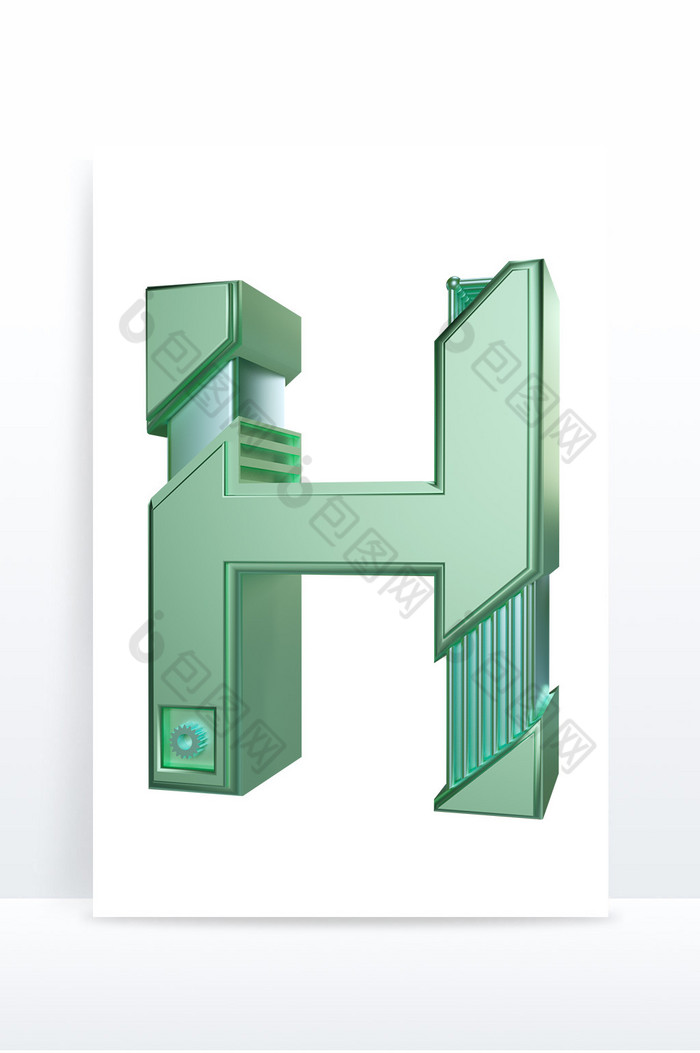 金属质感英文大写字母H元素图片图片