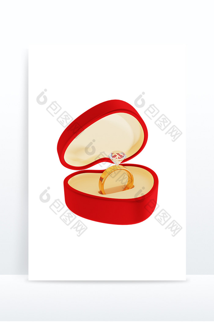 3D情人节元素节日装饰戒指礼盒图片图片