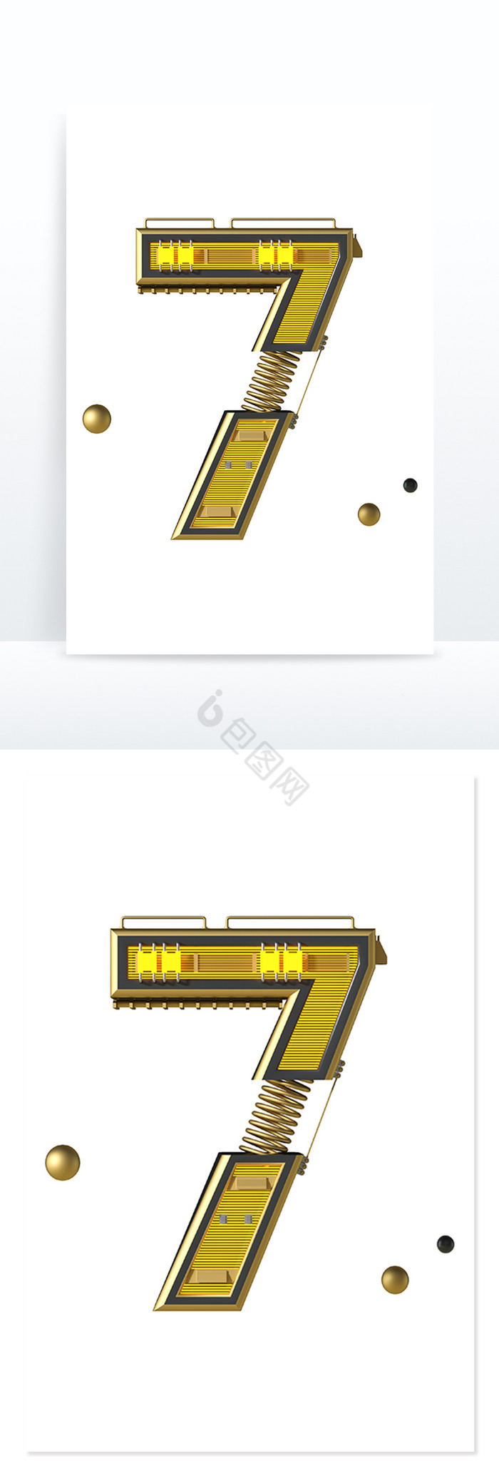 7创意数字黑金风格三维数字机械风