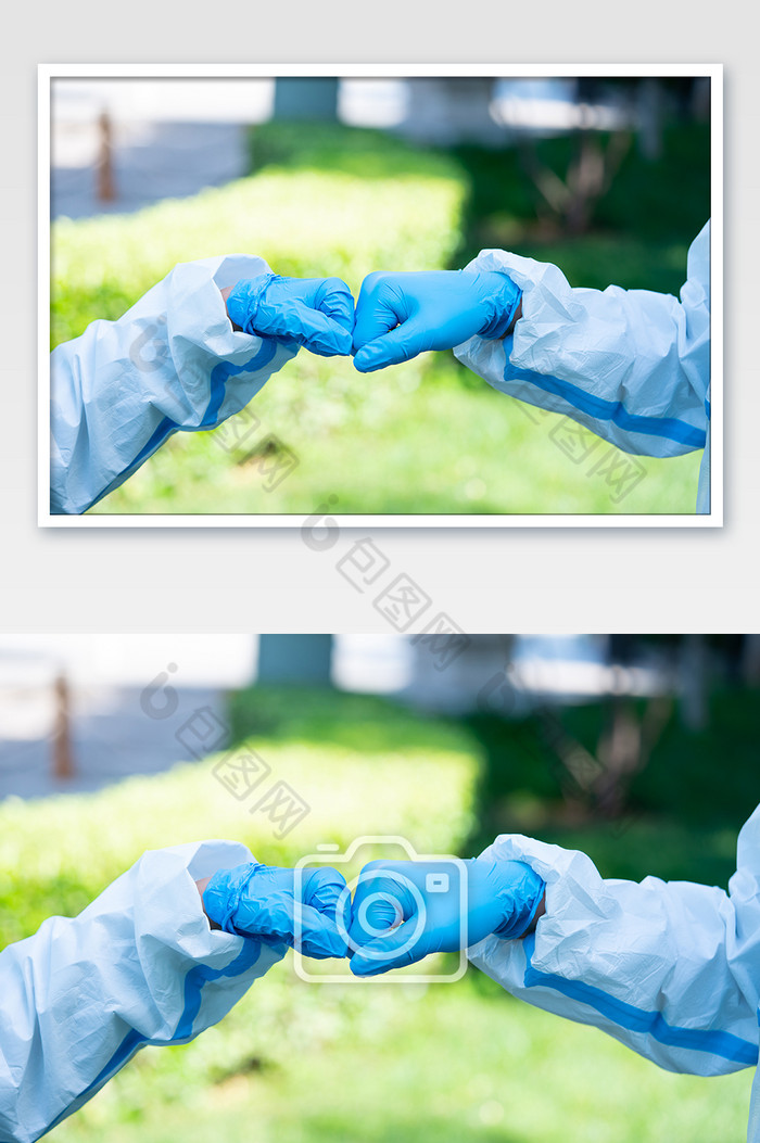 防护服大白志愿者握拳加油抗疫图片图片