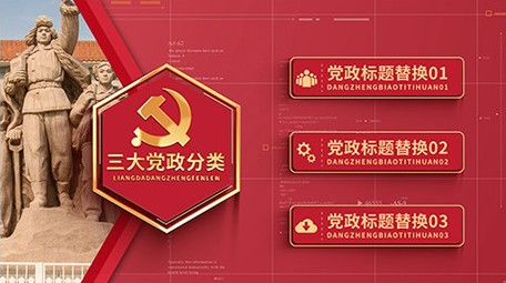 红色党政图文项目分类组织架构AE模板