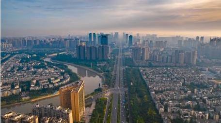 震撼成都天府街道城市日出车流8K航拍延时