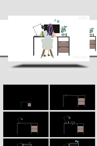 易用卡通mg动画商务工作女人电脑办公图片