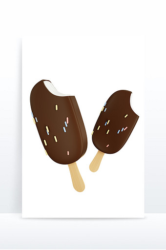 卡通巧克力脆皮冰淇淋3D元素图片