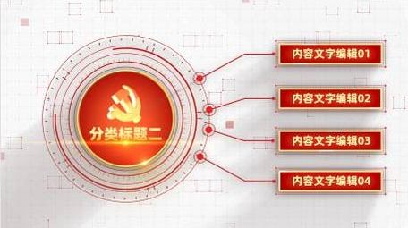 清新红白线条党政信息分类连线AE模板