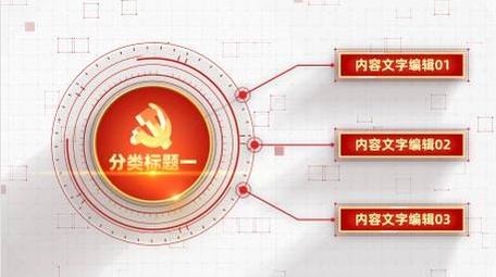 清新红白线条党政信息分类连线AE模板