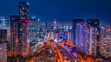 震撼成都魔幻都市夜景建筑8K延时