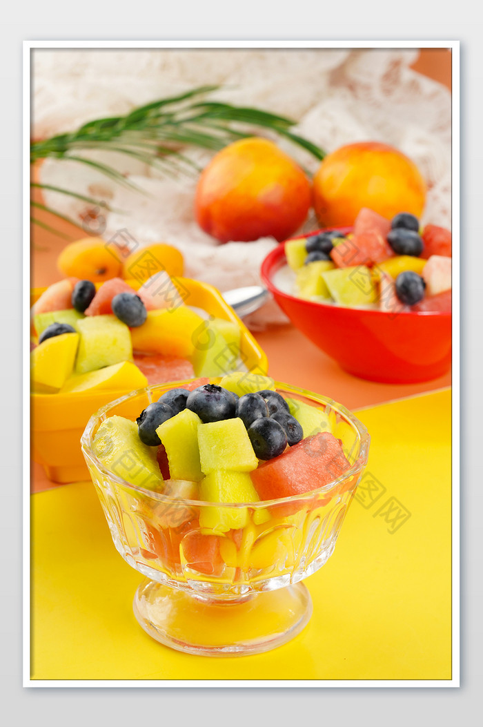 夏季美食水果捞西瓜黄桃图片图片