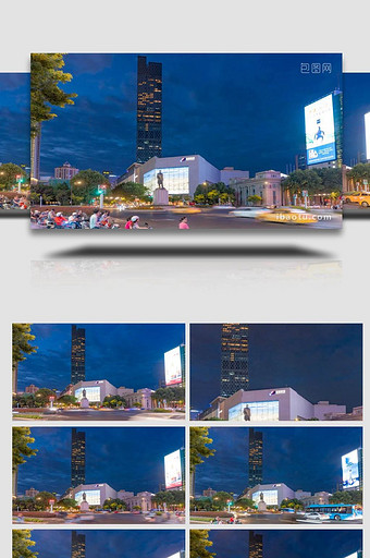 南京新街口夏季夜间交通车流延时实拍图片