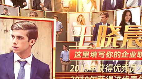 高端党政大气人物介绍人名墙展示AE模板