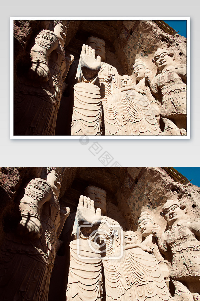 河西走廊沙漠佛像石雕的摄影图片图片