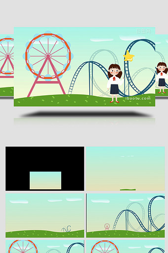 易用卡通mg动画游乐园小女孩拿着气球图片