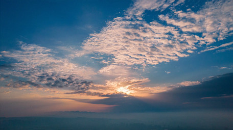 自然震撼清晨日出天空云层变化4k延时