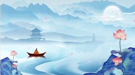 中国风水墨山水荷花背景视频