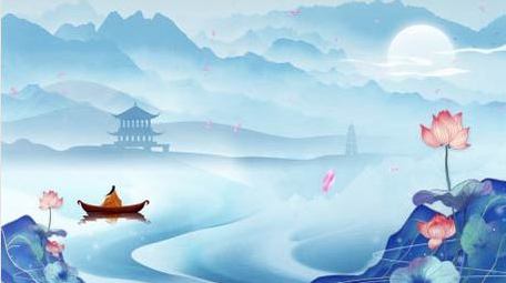 中国风水墨山水荷花背景视频