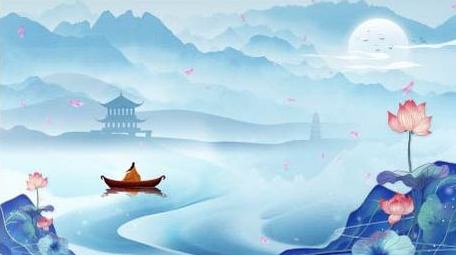 中国风水墨山水荷花背景视频