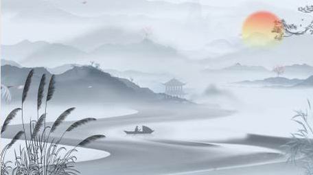 古中国风水墨山水海报背景