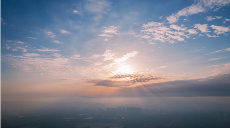 自然震撼日出照耀航拍延时