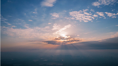 自然震撼日出照耀航拍延时