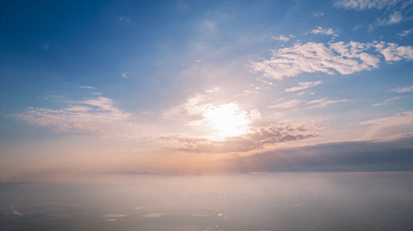 自然震撼日出照耀航拍延时
