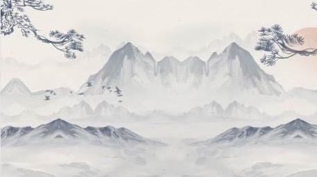 古风水墨山水元素背景视频素材