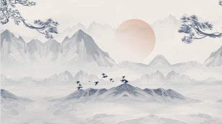 古风水墨山水元素背景视频素材