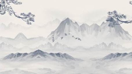 古风水墨山水元素背景视频素材