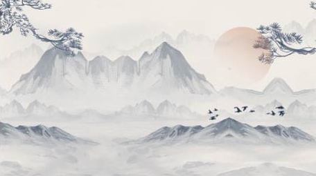 古风水墨山水元素背景视频素材