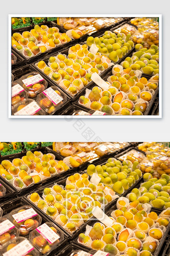超市摆放的水果芒果图片