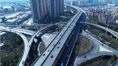 城市交通大气昆明菊华立交航拍
