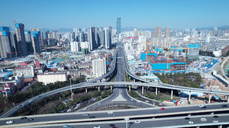 城市交通大气昆明菊华立交航拍