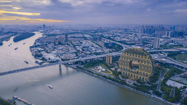 城市地标航拍广州荔湾区广州圆