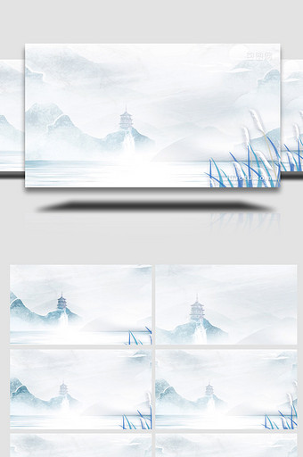 中国风水墨云雾山水背景视频模板图片