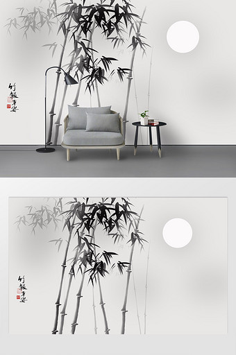 中国风水墨竹子背景图片