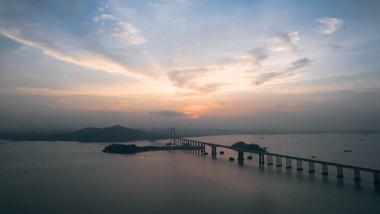 自然风景航拍广东虎门大桥海洋