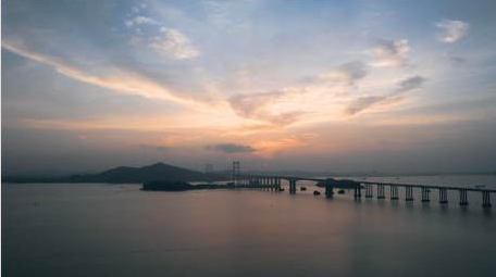 自然风景航拍广东虎门大桥海洋