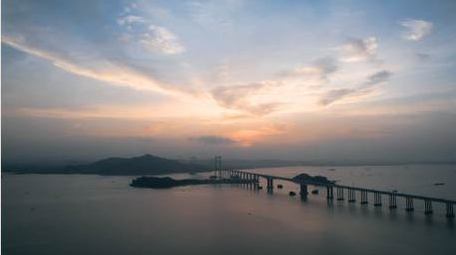 自然风景航拍广东虎门大桥海洋
