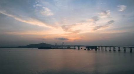 自然风景航拍广东虎门大桥海洋