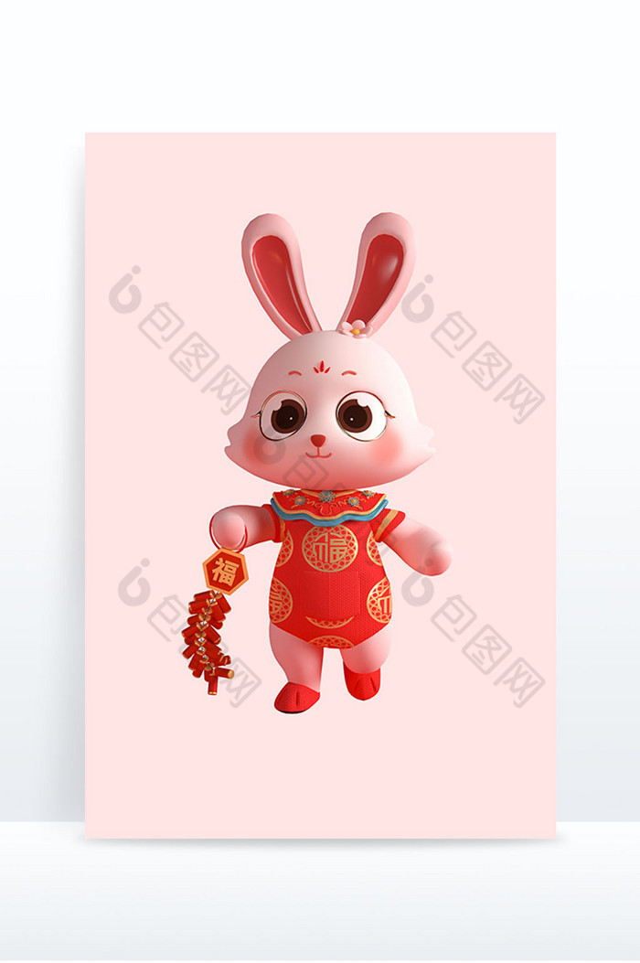 兔年3D红色喜庆可爱卡通兔子2图片图片