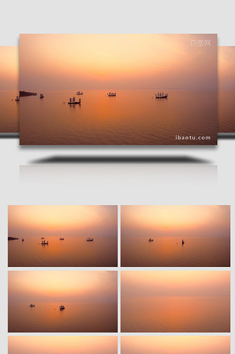 唯美太湖夕阳美景落日4K航拍图片