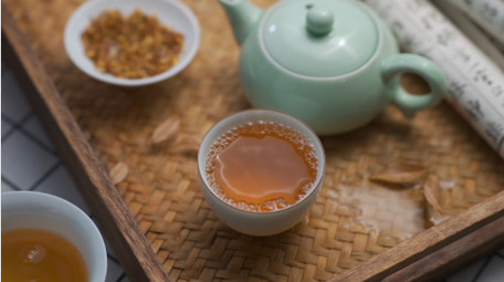 温暖治愈氛围秋天桂花茶实拍视频