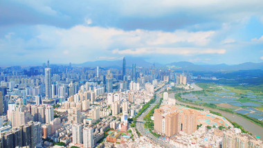 大气<strong>深圳</strong>罗湖区<strong>地标</strong>商务建筑航拍