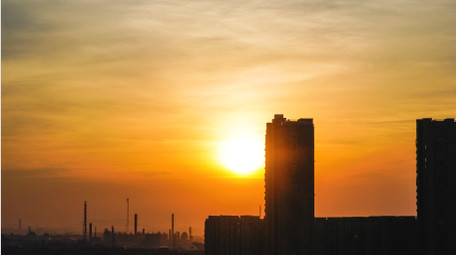 城市日出太阳升起4K延时摄影